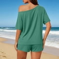 thumbnail image 5 of Lutiedan Women's 2 Piece Outfits Short Sleeveless One Shoulder Top and Wide Leg Shorts Set Casual Summer Beach Vacation Outfits, 5 of 7