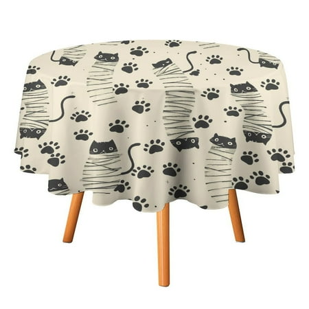 

JINGDS Cute Halloween Mummy Cat Paws-509 Round Table Cloth Halloween Tablecloth Thanksgiving Day Table Cloth Round Cover Circle Tablecloth for Halloween Thanksgiving Fall Party