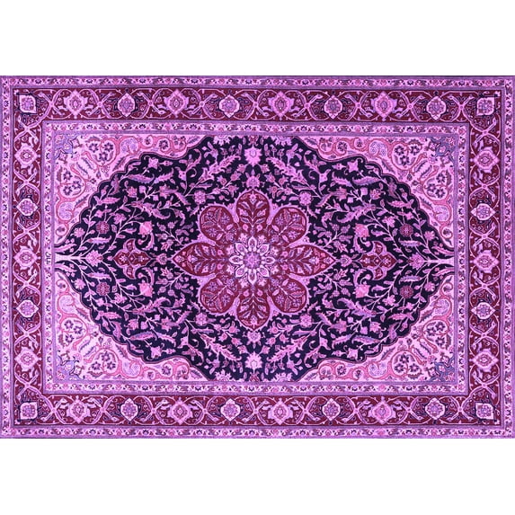 Ahgly Company Indoor Rectangle Medallion Purple Traditional Area Rugs, 6' x 9'