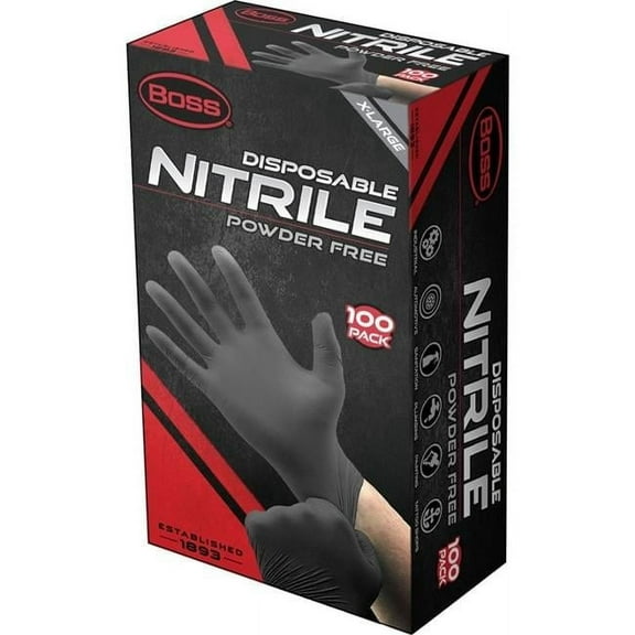Disposable 4 Mil Nitrile Gloves, Black - Extra Large