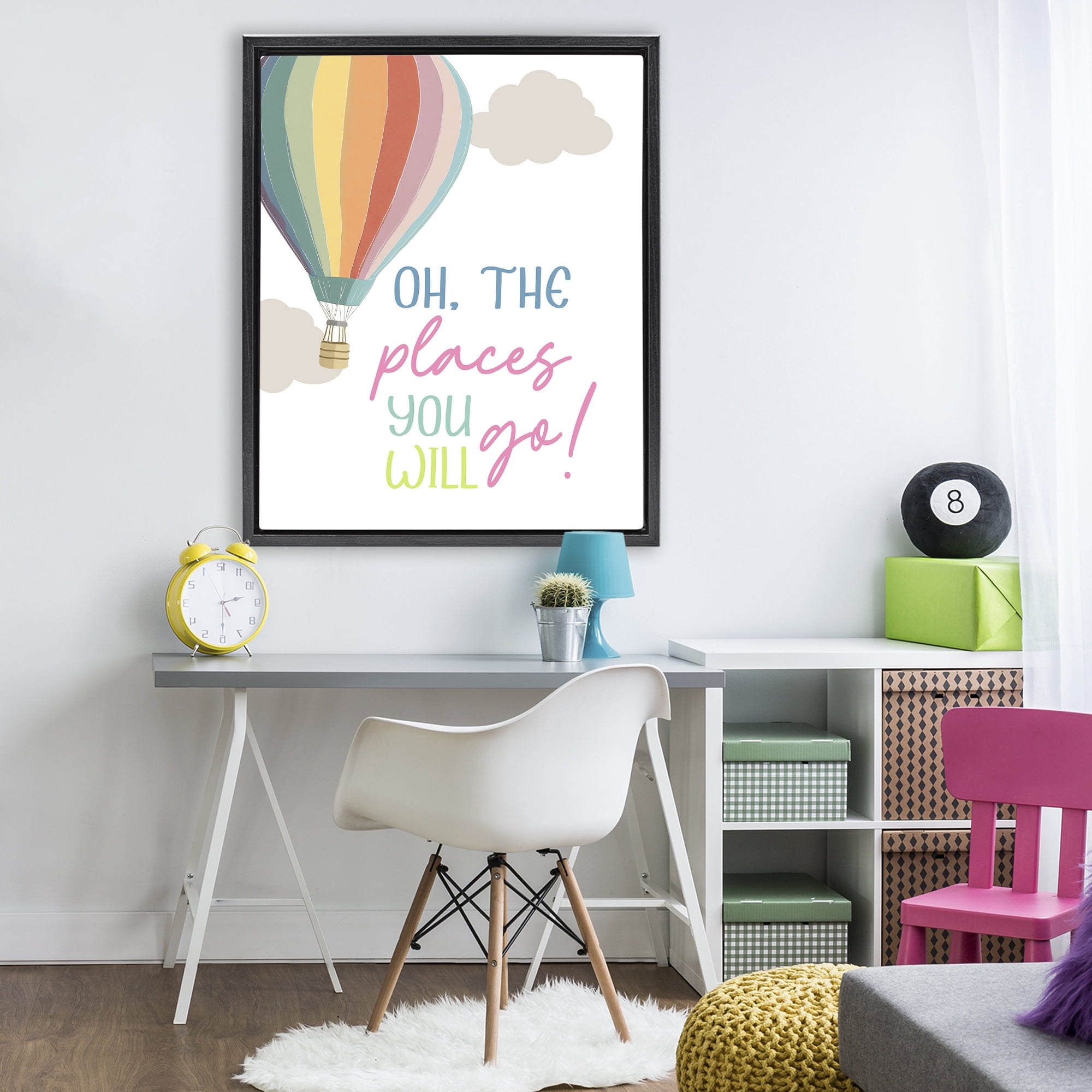 Stupell Industries The Places You Will Go Black Framed Floater Canvas Wall Art, design by Christine Simpson Art