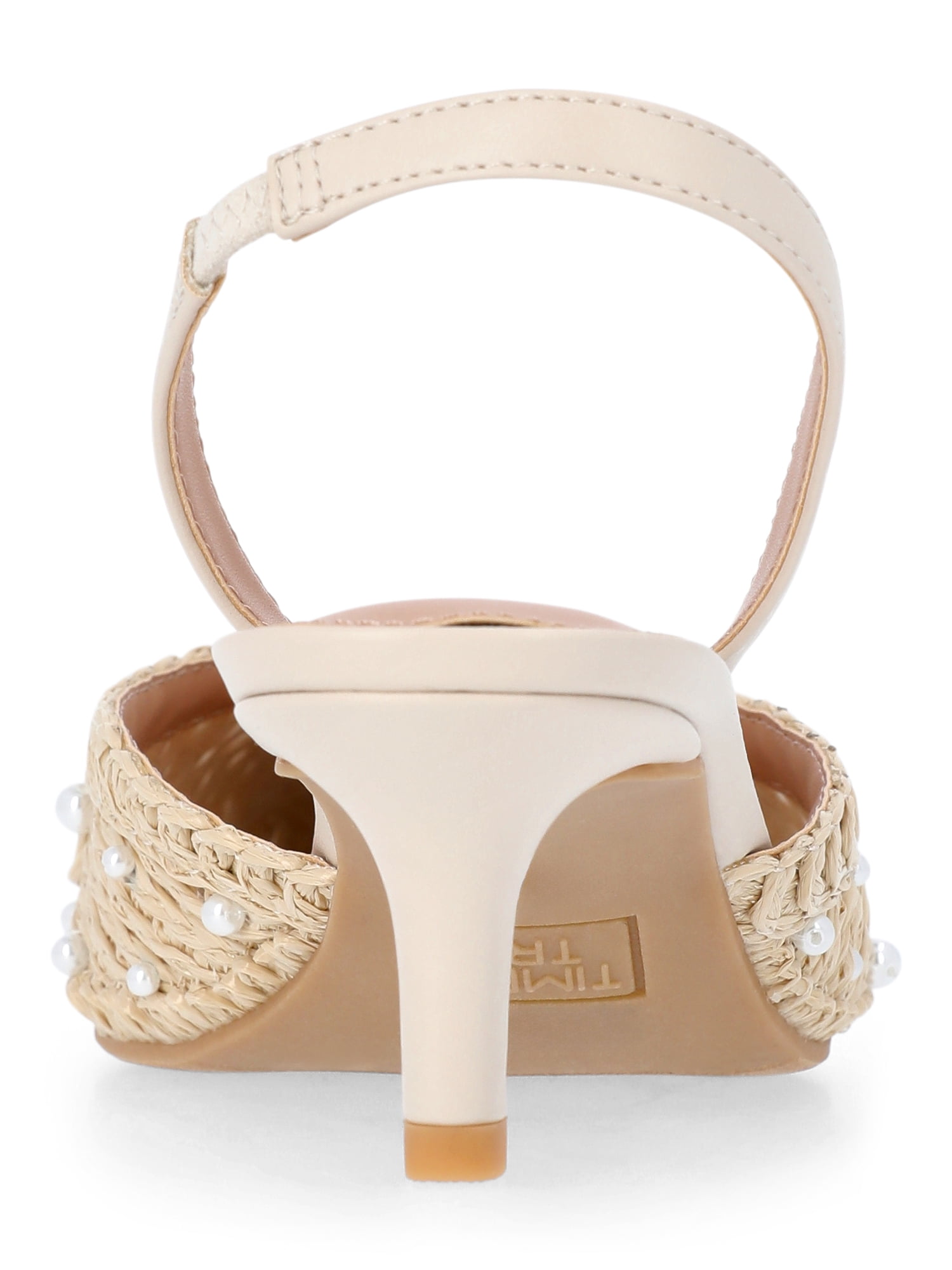 Time and Tru Women's Beaded Raffia Kitten Heels