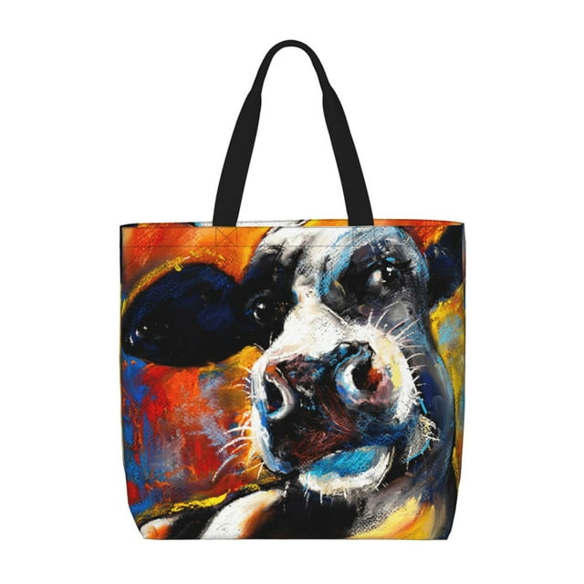 Balery Cow Bolsa de Mano para Mujeres con Cremallera, Bolsa de Gimnasio con Compartimentos, Bolsa para Laptop, Bolsa para Trabajo