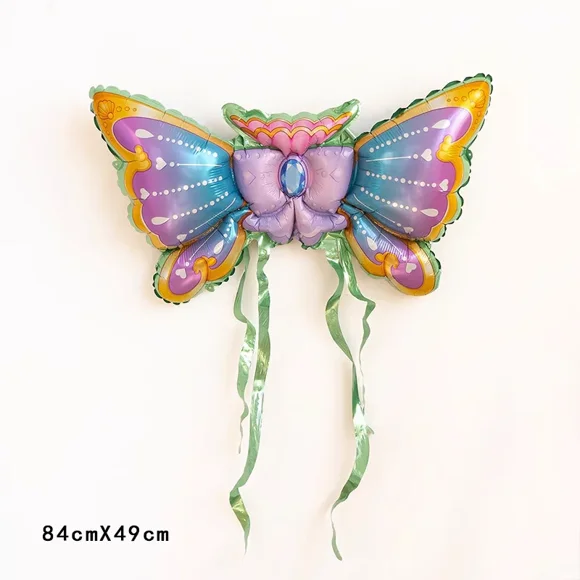 Angel Fairy Butterfly Wings Handheld Stick Balloons Children Girls Princess Party Backhang Cartoon Aluminum Balloon Decorations