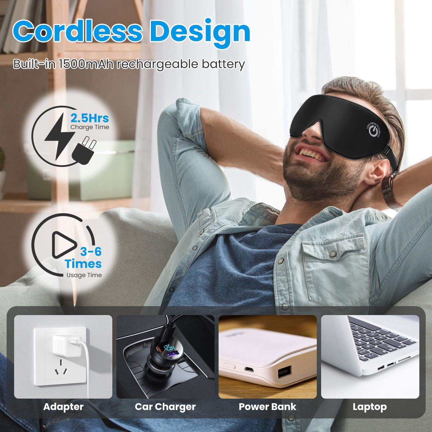 Cordless Heated Eye Mask for Dry Eyes, Silk Sleep Eye Compress Mask with 3 Temperature (131°F/122°F/113°F) 20Mins Auto Off Washable for Relax Eye Strain, Grey
