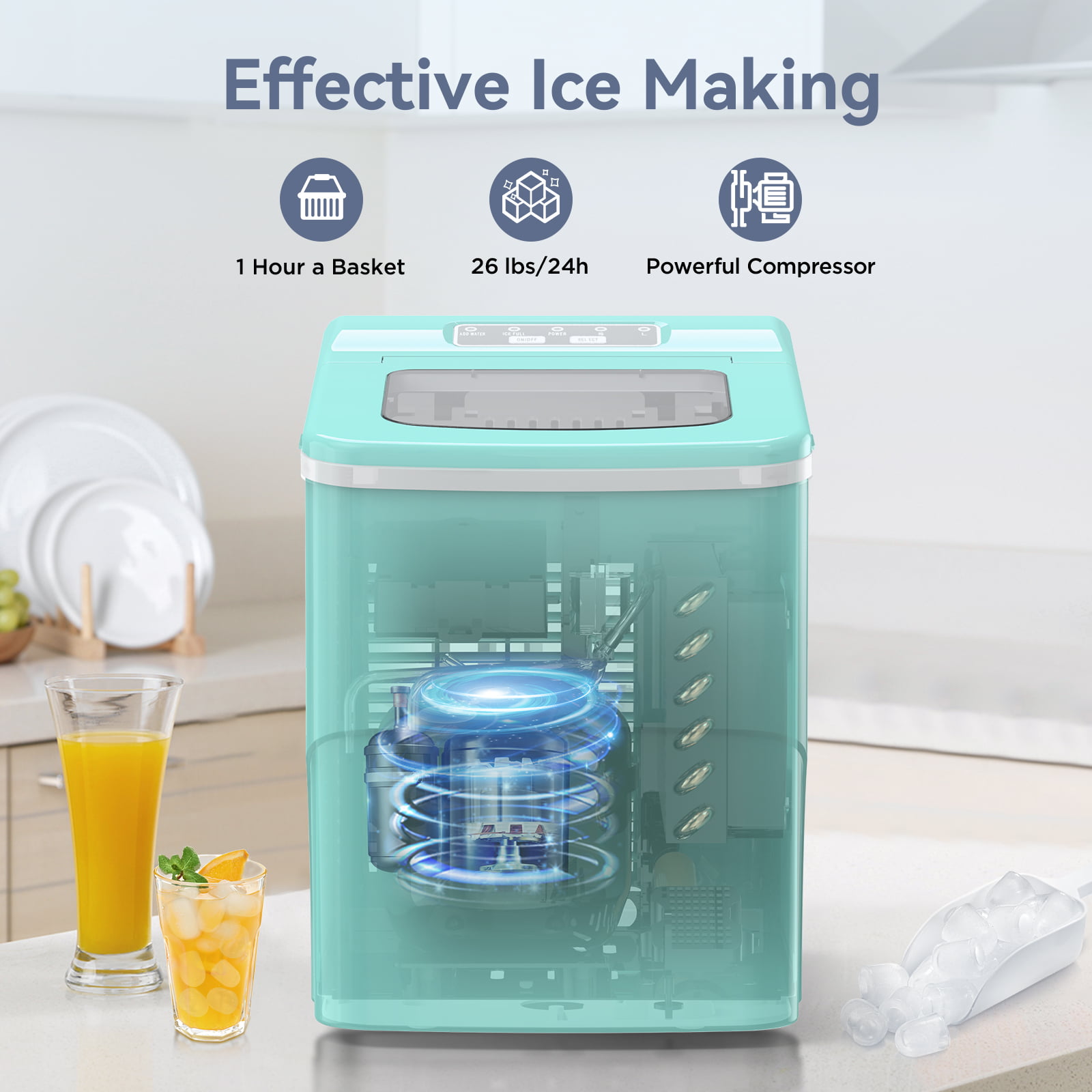 Kndko Ice Maker 45Lbs,2-Way Add Water,Self Cleaning Ice Makers  Countertop,Home Ice Machine,Ice Size Control,24H Timer,Countertop Ice Maker  for Home Bar RV,Stain… in 2023