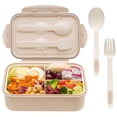 thumbnail image 1 of Bento Box para adultos y niños: portátil, ligero, fácil de transportar, soporte para comida con cuchara y tenedor, duradero, a prueba de fugas, 1 of 5