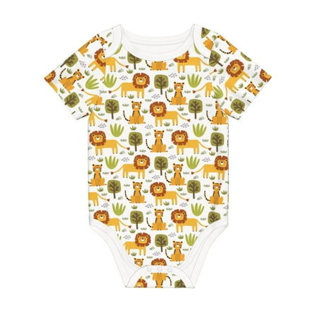 

Matuu Tiger Lion for Baby Short-Sleeve Bodysuit Soft Cotton Comfortable and Breathable Perfect for Newborns and Infants