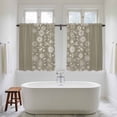 thumbnail image 4 of Japanese Tier Curtains 54 Inch Length, Grey Simple Traditional Flowers Leaves Pattern Cafe Short Curtains for Bathroom Over Sink, Small Kitchen Curtain Light Filtering Drapes 2 Panels 27.5"Wx54"L, 4 of 8