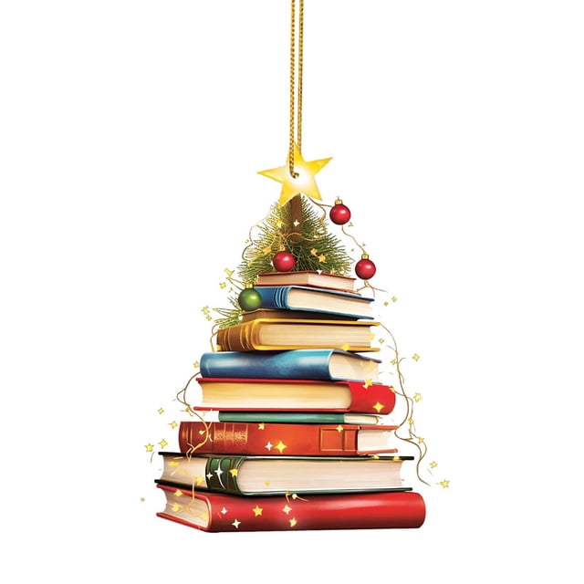 Fiudx Adorno para Árbol de Navidad, Elegante Diseño de Madera, Decoración Navideña Única, Un Complemento Acogedor para El Hogar y La Oficina, Regalo Perfecto para Amantes de Los Libros, 1 Pieza, Colg