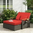 thumbnail image 4 of Costway Patio Rattan Daybed Set with Cushioned Loveseat & Storage Ottoman for Porch Red, 4 of 10