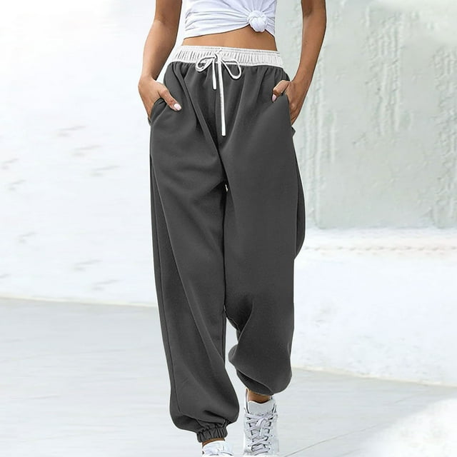 Pantalons pour Femmes, Pantalons à Cordon Imprimés Color Block Mode pour Femmes