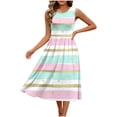thumbnail image 2 of VBVC Women's Floral Print Sleeveless Fit and Flare Midi Dress , Ladies' Crew Neck Casual Summer Dress , Beach Vacation Flowy Sundress For Women,Mint Green,S-2XL, 2 of 7