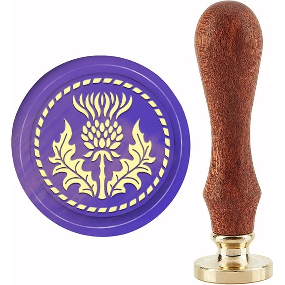 Thistle Wax Seal Stamp Vintage Sealing Wax Stamps 30mm Removable Brass Head with Wood Handle