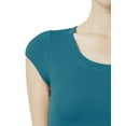 thumbnail image 4 of J. METHOD Women's Short Sleeve Scoop Neck Crop Top Solid Basic Casual Cropped T Shirts NEWT18 Teal S, 4 of 6