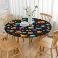 thumbnail image 3 of Halloween Themed Elastic Tablecloth - Waterproof Fitted Cover with Full Moon Black Cat Print,52 inch Round Elastic Tablecloth, 3 of 7