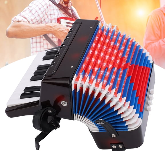ESTINK Accordion,Accordion Musical Piano Keyboard Toy Rhythm Training Spring Instrument 17 Key 8 Bass Black,8 Bass Accordion
