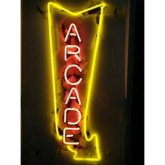 Queen Sense 20"x16" Arcade Arrow Neon Sign Man Cave Handmade Neon Light 120AASR