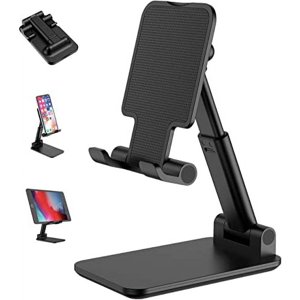 Jinsinto Support de téléphone portable réglable, Support de tablette de téléphone pliable pour bureau, Hauteur d'angle Support de portable réglable noir