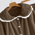 thumbnail image 6 of uublik Women's Fleece Bed Jacket with Front Pockets Button Front Cozy Lounge Wear for Sleeping Coffee, 6 of 7