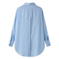 thumbnail image 3 of Fangasis Women Blouse Lapel Neck Tops Long Sleeve Shirts Ladies Loose Tunic Shirt Casual Work Light Blue XL, 3 of 4