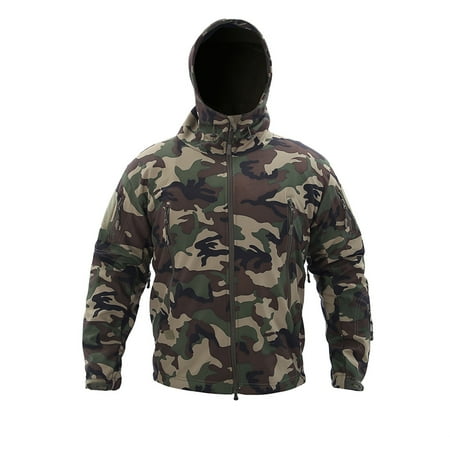 Yaoyar Men s Military Tactical Jackets Softshell Warm Fleece Hooded Coat Outdoor Hiking Hunting Jacket Camouflage L