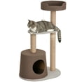 thumbnail image 1 of PawHut Scratching Cat Tree Post Climbing Kitten Pets Kitty Furniture with Toy, Brown, 1 of 10