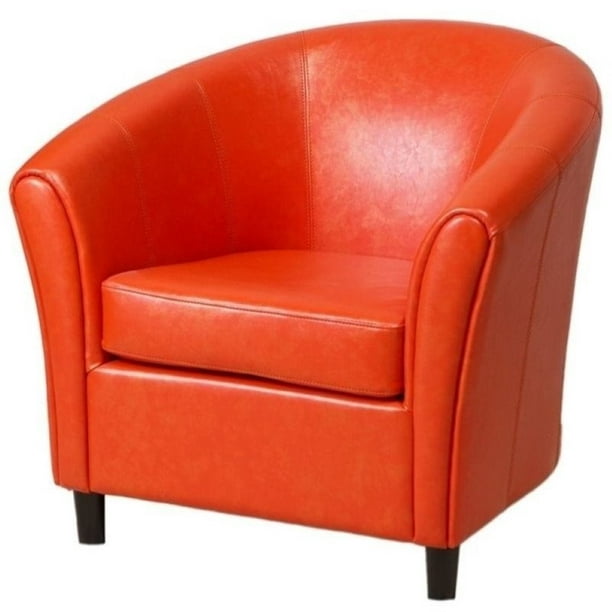 Faux Leather Barrel Club Chair, Barrel Leather Chair