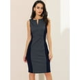 thumbnail image 2 of DARING DIVA V Neck Work Sleeveless Bodycon Mid-Length Pencil Dress S Blue, 2 of 7
