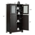 thumbnail image 3 of Costway Bathroom Floor Storage Cabinet Kitchen Cupboard w/Doors&Adjustable Shelf Brown, 3 of 11
