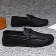 thumbnail image 5 of Mens Slip on Loafers Comfortable Boat Shoes Casual Walking Sneakers Metal Decor Business Work Lightweight Soft Sole Oxfords Black Size 8.5, 5 of 6