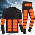 thumbnail image 4 of ZQUUVOU Men's Heating Thermal Long Johns Set Self Heated Underwear 52 Zone Warmth Fleece Lined USB Charging Long Sleeve Pants Sets Black, 4 of 9