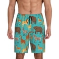 thumbnail image 1 of Balery Cute Animals Pantalones cortos de pijama de punto de algodón para hombre con cinturilla y bolsillos-Small, 1 of 6