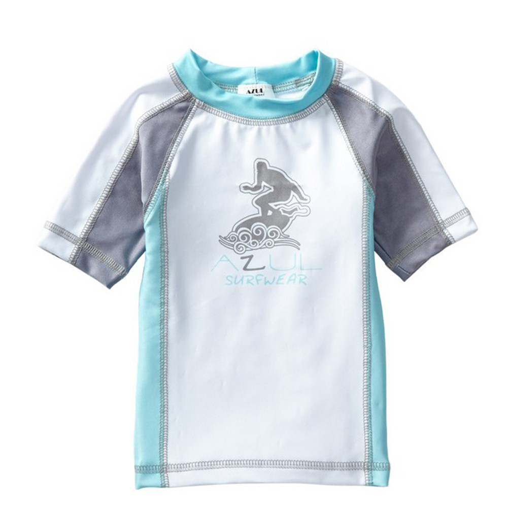 Azul Unisex Little Kids Aqua Grey Short Sleeve Solid Combo Rash Guard 2t 3t Walmart Com