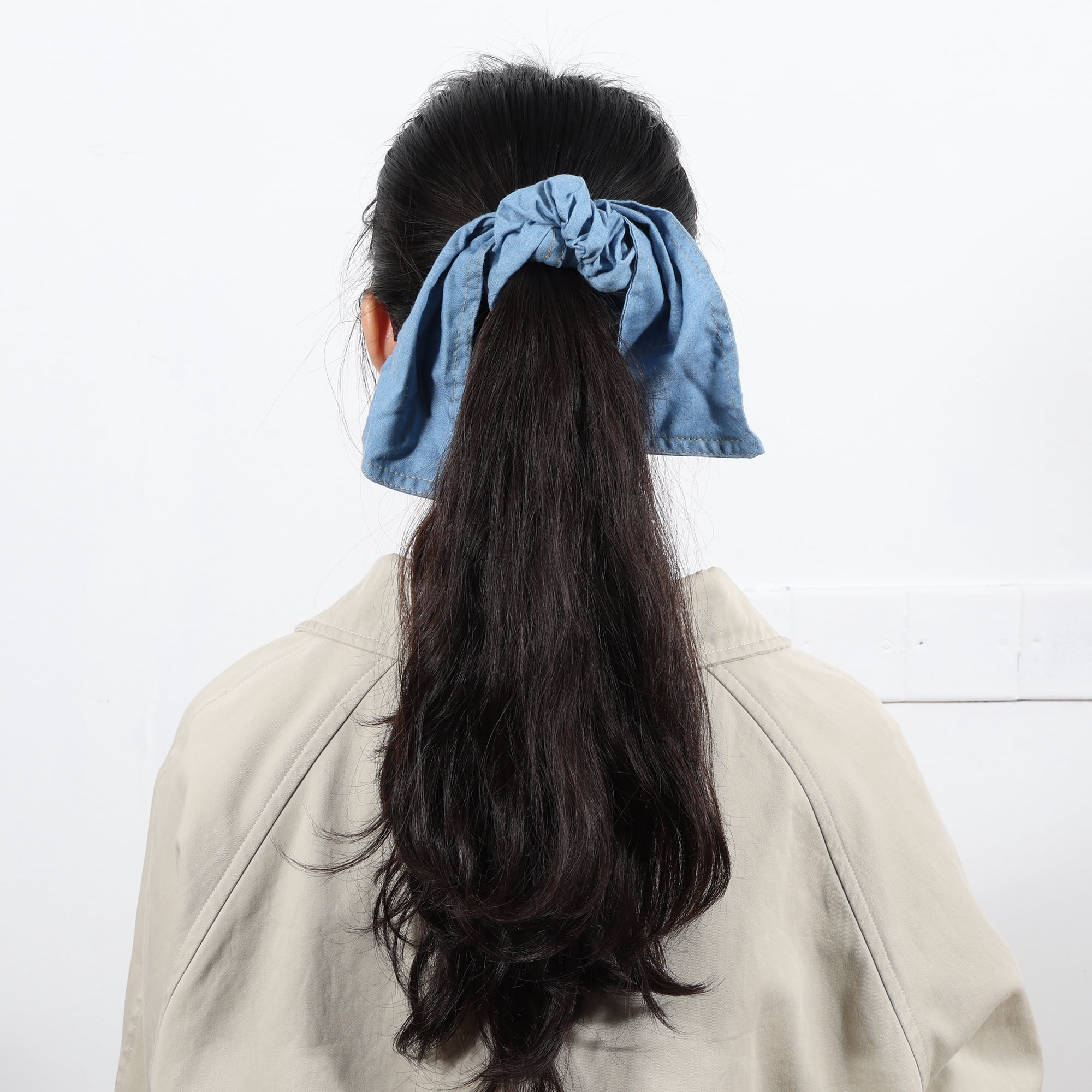 Unique Bargains Simple Denim Hair Ties Everyday Special Use Light Blue