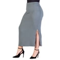 thumbnail image 3 of Plus Size Ribbed Knit Side Slit Elastic Waist Maxi Skirt, 3 of 11
