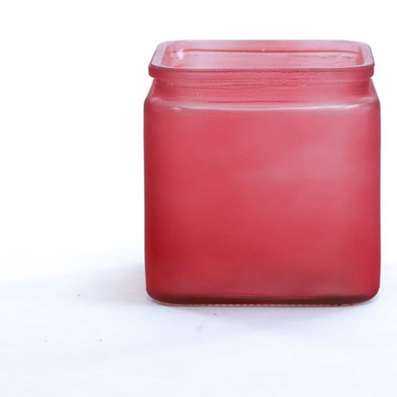 WGV Frosted Red Cube Vase With Lip, Machine Pressed - 5" Wide x 5" Height, Good quality, Heavy Weighted Base - 1 Pc