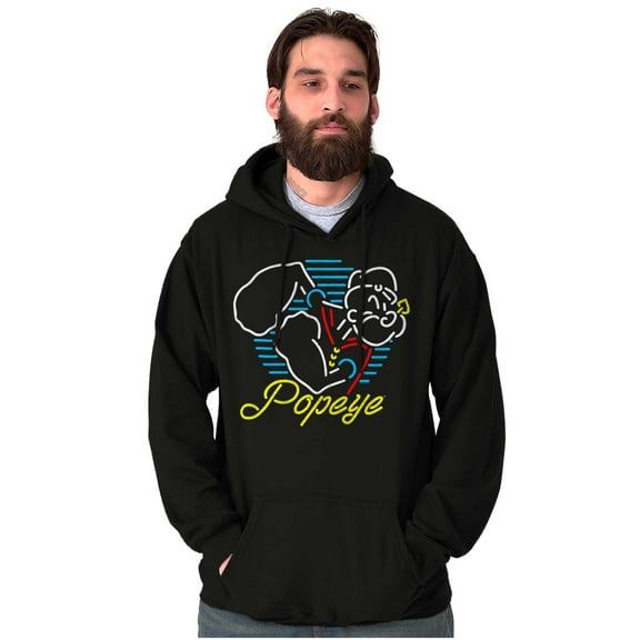 Popeye Neon Sign Sailor Cartoon Hoodie Sweatshirt Women Men Brisco Brands S
