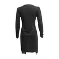 thumbnail image 4 of Fashion Lindreshi Long Sleeve Dress for Women Button Down Solid Women's Long Sleeved Solid Color Slim Fitting Threaded Button High Split Mid Calf Dress, 4 of 4
