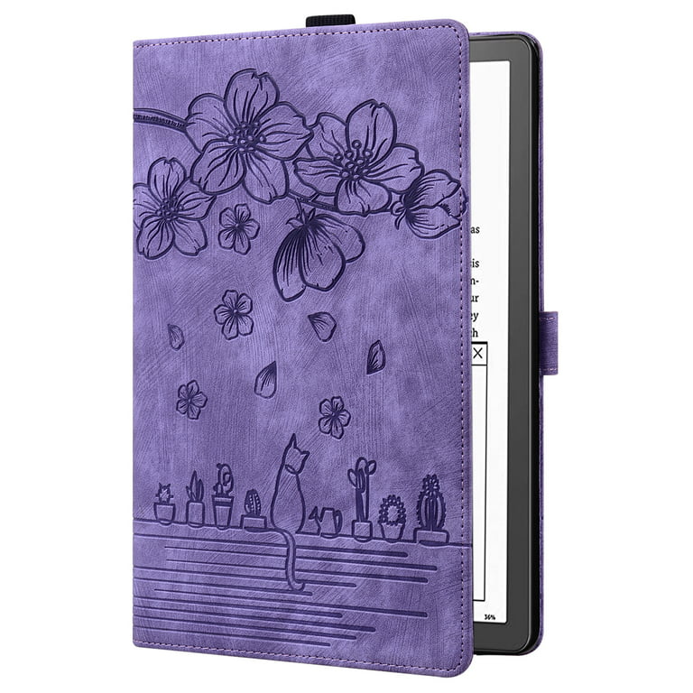Case for  Kindle Scribe 10.2, Embossed Multiple Viewing Angles PU  Leather Magnetic Stand Flip Folio Case Cover with Card Slots & Pencil  Holder