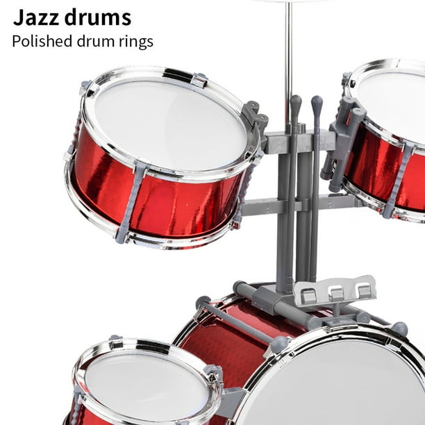Jazz Drum Set Jazz Drum Kit with Stool 7 Drums Musical Percussion