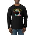 thumbnail image 1 of Pugs and Kisses Cute Dog Neon Rainbow Pug Dog Lover Mens Long Sleeve Shirt, Black, Small, 1 of 3