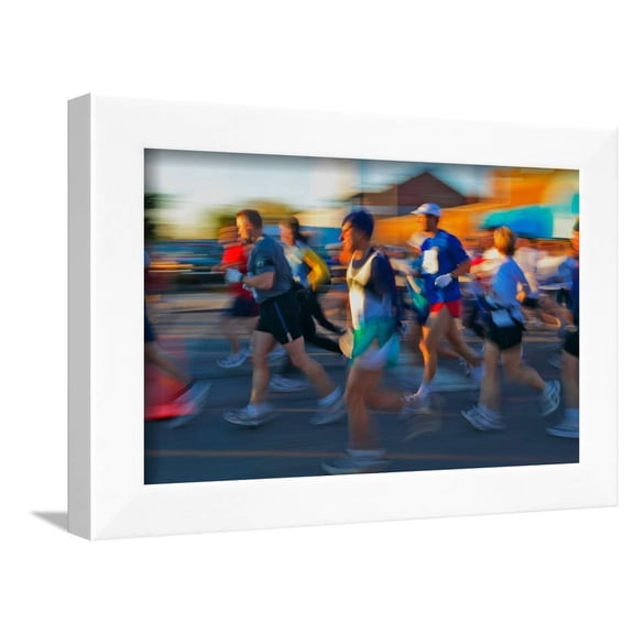 Marathon runners in Columbus Ohio on a sunny Sunday morning, Framed Art Print Wall Art Sold by ArtCom