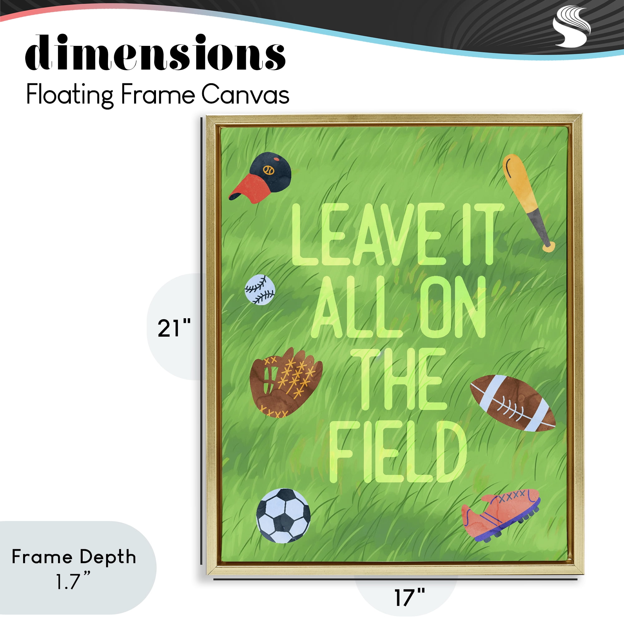 Stupell Industries Leave It On The Field Gold Framed Floater Canvas Wall Art, design by Lil' Rue