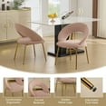 thumbnail image 4 of Set of 1 Velvet Dining Chairs with Curved Backrest and Golden Metal Legs for Kitchen or Dining Room (Pink), 4 of 11