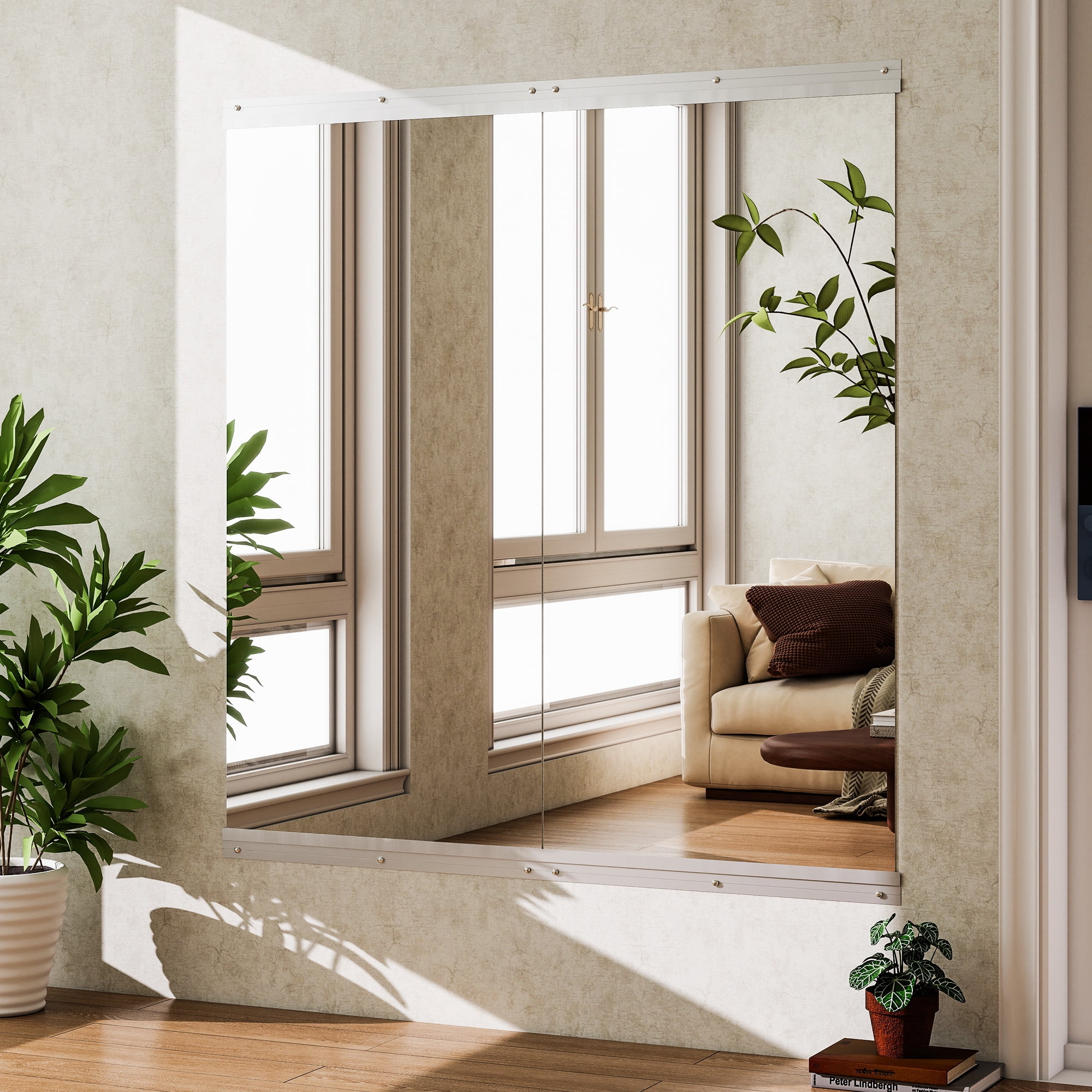 SHATTERVIEW 23"x67" 2pcs Home Gym Yoga Mirror Wall-mounted Full-length Frameless Mirror