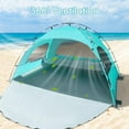 thumbnail image 3 of Beach Tent Portable Camping Sun Shade Shelter for 2-4 Persons with  Protection 3 Breathable Mesh Windows Extended Tent Floor Easy Set Up Outdoor, 3 of 6