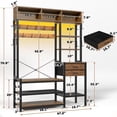 thumbnail image 2 of 7-in-1 Entryway Bench with Coat Rack and 2 Fabric Drawers, Hall Tree with Bench and 3 Storage Cubbies, 3 Storage Shelves and 17 Coat Hooks, Rustic Brown, 2 of 10