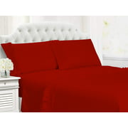 100% Egyptian Cotton 4 Pcs Ruffled Sheet SetSolid With Extra Deep Pocket Size 15 Inches (Blood Red,Cal King)