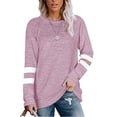 thumbnail image 1 of Women Baggy Casual Striped Tunic Blouse Tops Winter Thin Long Sleeve Jumper Pullover Shirts Tops Lounge Wear T-Shirts Tops Ladies Basic Tee Tops, 1 of 2
